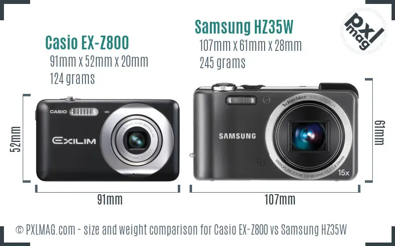 Casio EX-Z800 vs Samsung HZ35W size comparison