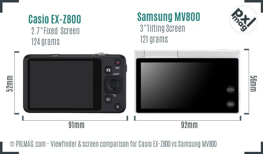 Casio EX-Z800 vs Samsung MV800 Screen and Viewfinder comparison Casio EX-Z800 vs Samsung MV800 Screen and Viewfinder comparison