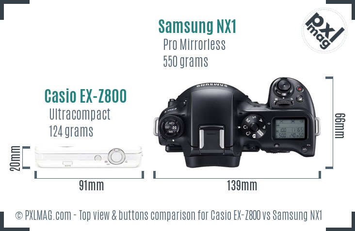 Casio EX-Z800 vs Samsung NX1 top view buttons comparison