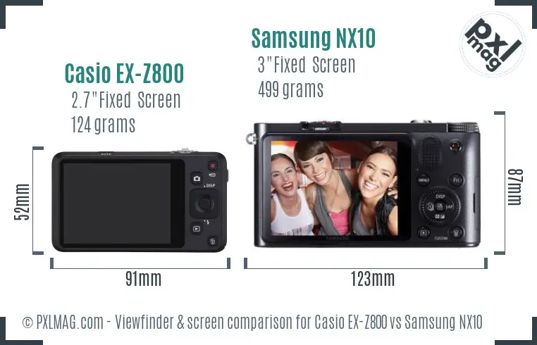 Casio EX-Z800 vs Samsung NX10 Screen and Viewfinder comparison Casio EX-Z800 vs Samsung NX10 Screen and Viewfinder comparison