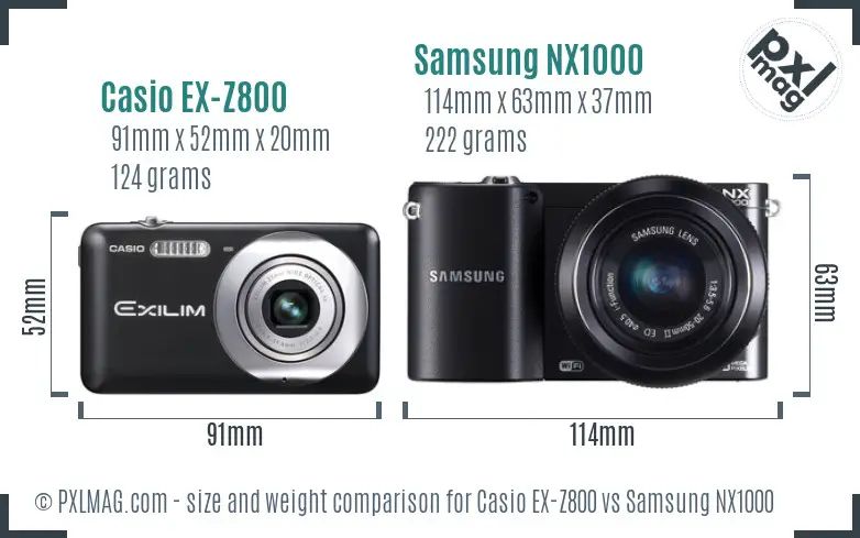 Casio EX-Z800 vs Samsung NX1000 size comparison