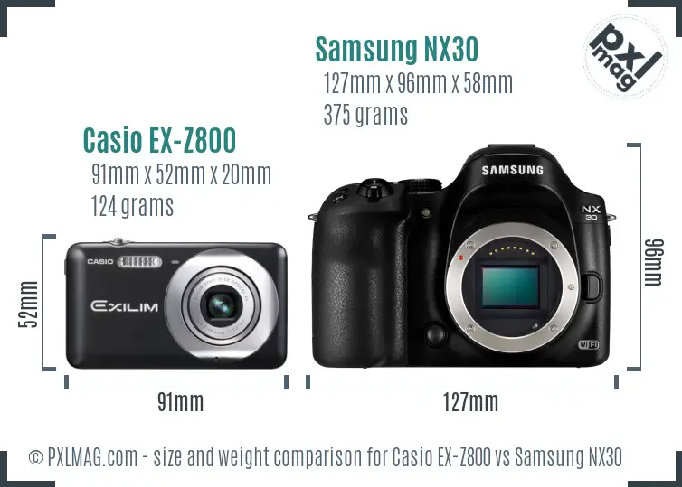 Casio EX-Z800 vs Samsung NX30 size comparison