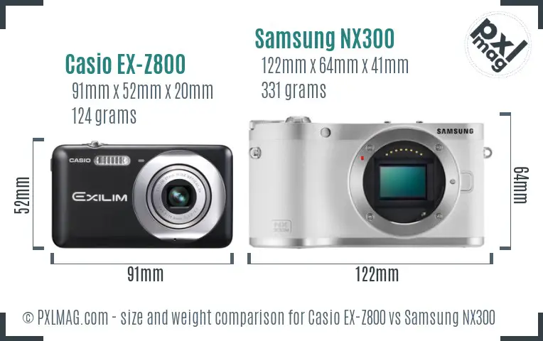 Casio EX-Z800 vs Samsung NX300 size comparison Casio EX-Z800 vs Samsung NX300 size comparison