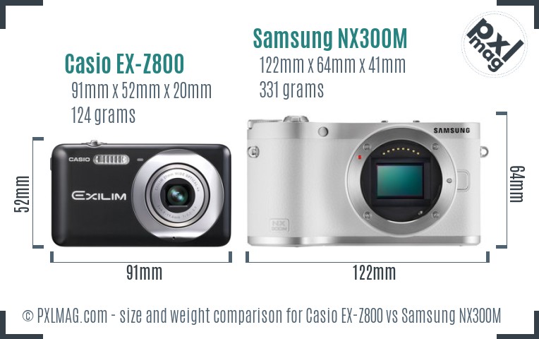 Casio EX-Z800 vs Samsung NX300M size comparison Casio EX-Z800 vs Samsung NX300M size comparison