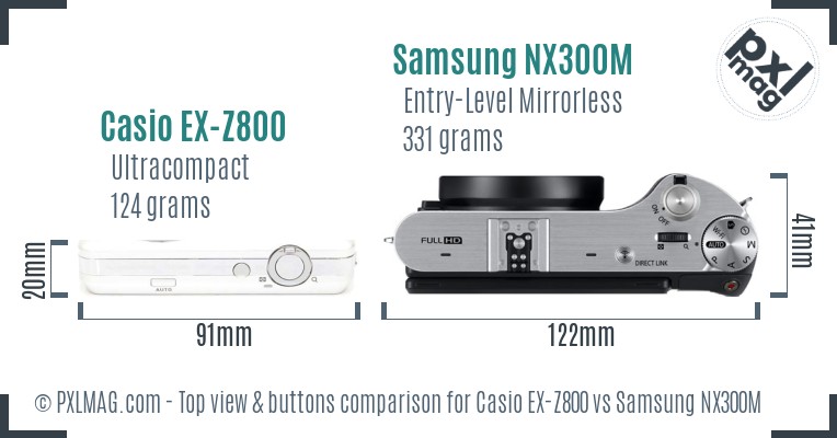 Casio EX-Z800 vs Samsung NX300M top view buttons comparison
