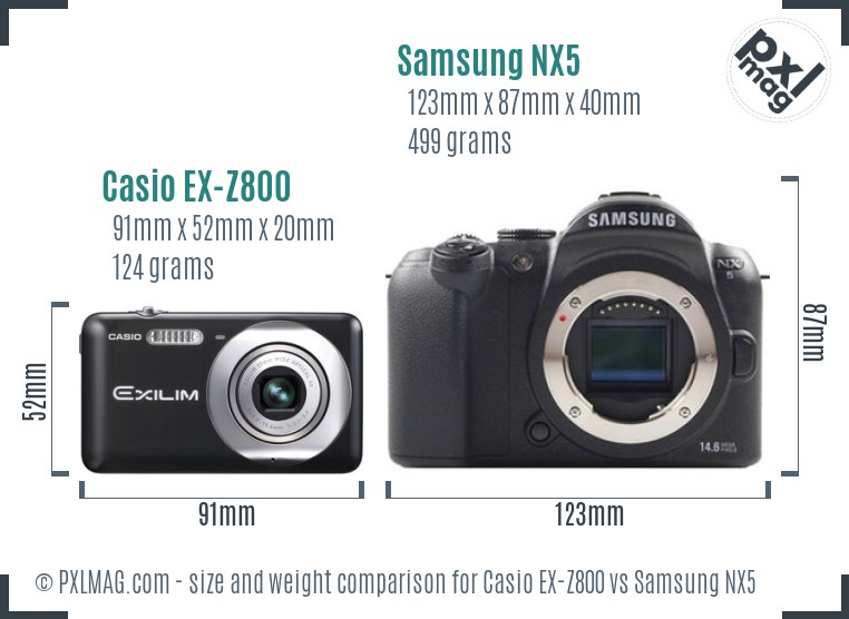 Casio EX-Z800 vs Samsung NX5 size comparison