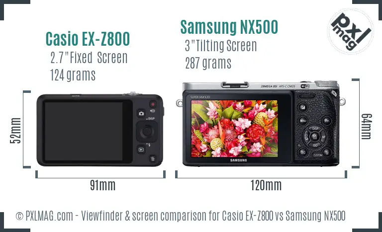 Casio EX-Z800 vs Samsung NX500 Screen and Viewfinder comparison