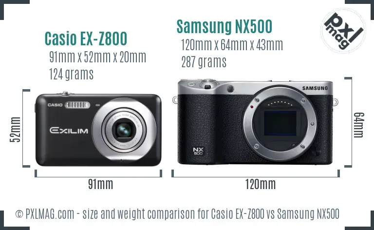 Casio EX-Z800 vs Samsung NX500 size comparison