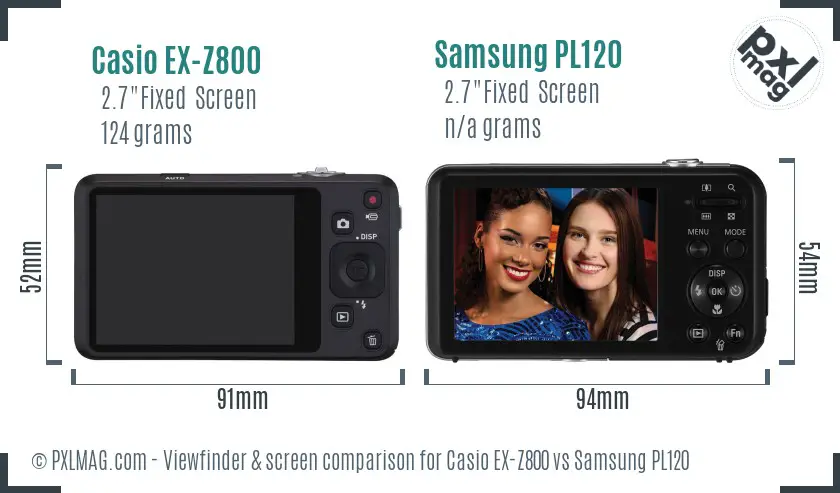 Casio EX-Z800 vs Samsung PL120 Screen and Viewfinder comparison