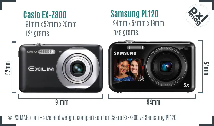 Casio EX-Z800 vs Samsung PL120 size comparison