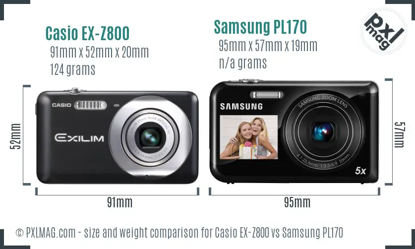 Casio EX-Z800 vs Samsung PL170 size comparison