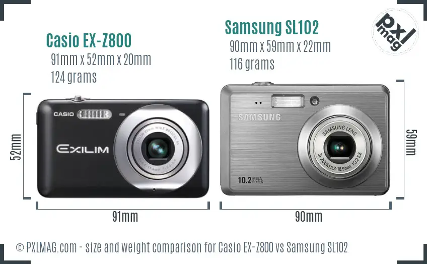 Casio EX-Z800 vs Samsung SL102 size comparison