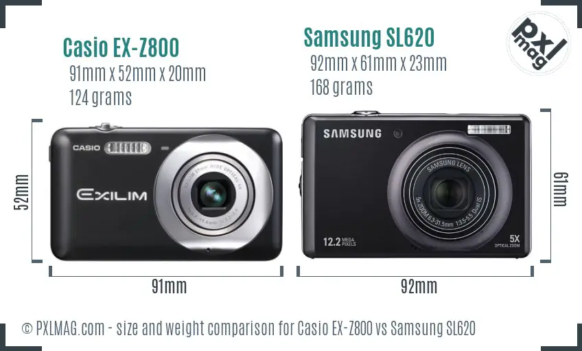 Casio EX-Z800 vs Samsung SL620 size comparison