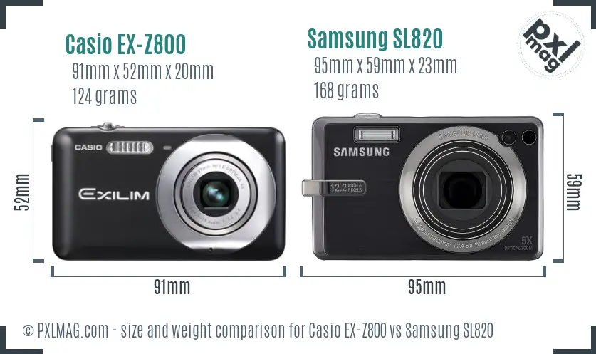 Casio EX-Z800 vs Samsung SL820 size comparison