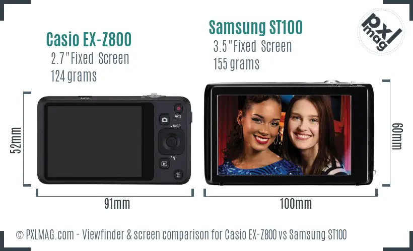 Casio EX-Z800 vs Samsung ST100 Screen and Viewfinder comparison