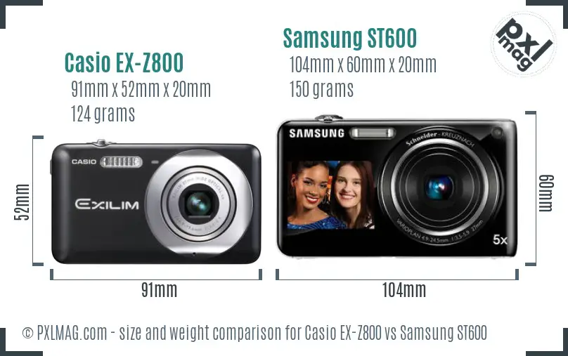Casio EX-Z800 vs Samsung ST600 size comparison