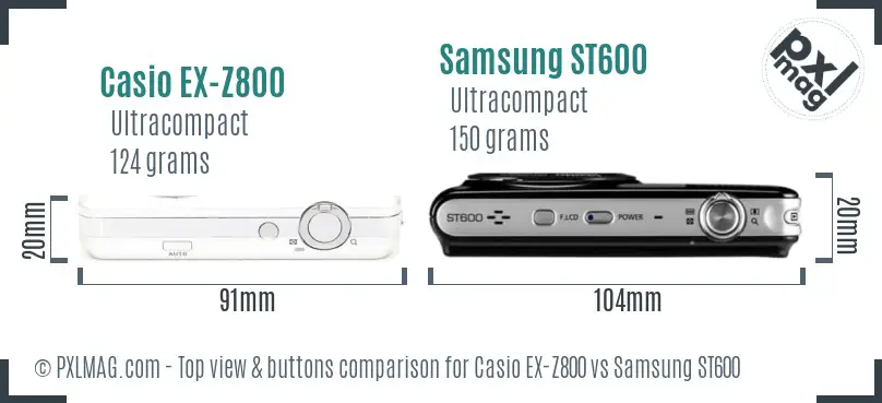 Casio EX-Z800 vs Samsung ST600 top view buttons comparison