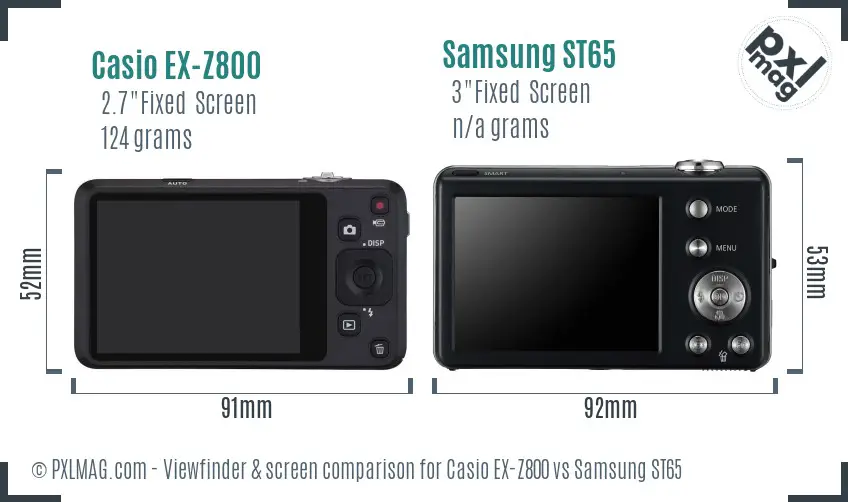 Casio EX-Z800 vs Samsung ST65 Screen and Viewfinder comparison