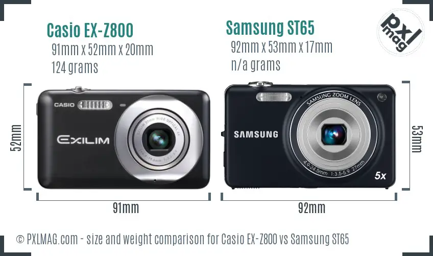 Casio EX-Z800 vs Samsung ST65 size comparison