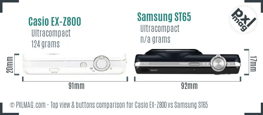 Casio EX-Z800 vs Samsung ST65 top view buttons comparison