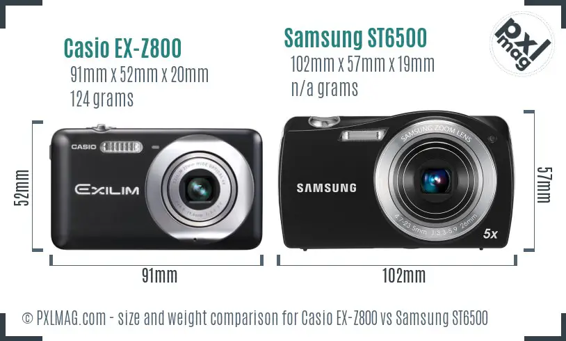 Casio EX-Z800 vs Samsung ST6500 size comparison