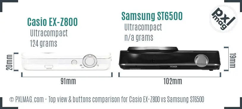 Casio EX-Z800 vs Samsung ST6500 top view buttons comparison