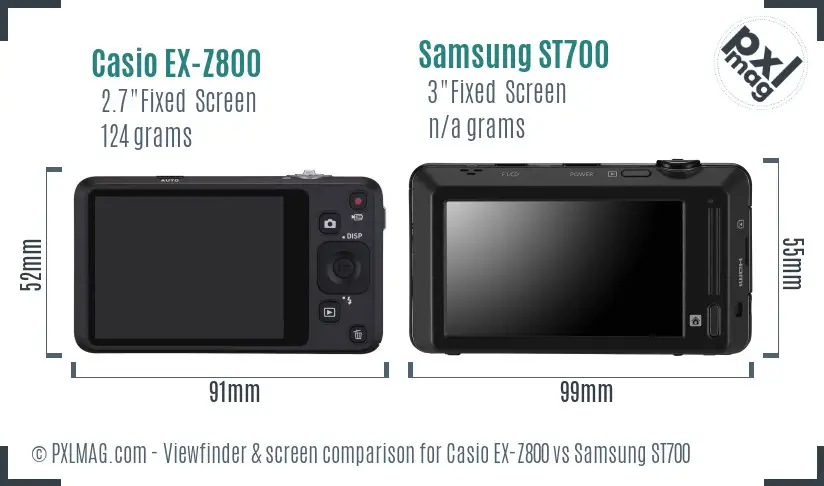 Casio EX-Z800 vs Samsung ST700 Screen and Viewfinder comparison