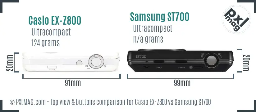 Casio EX-Z800 vs Samsung ST700 top view buttons comparison