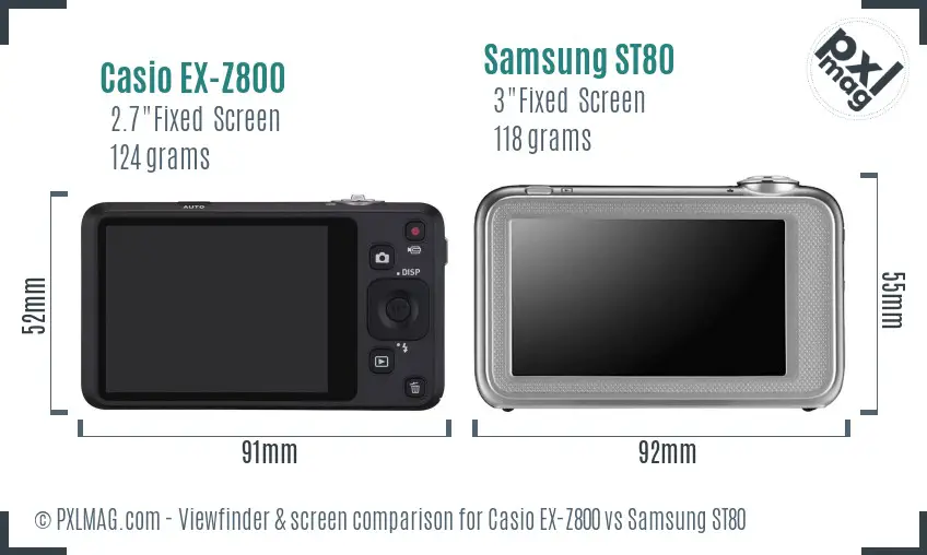 Casio EX-Z800 vs Samsung ST80 Screen and Viewfinder comparison