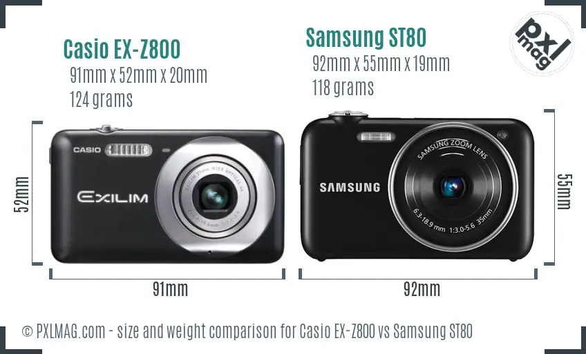 Casio EX-Z800 vs Samsung ST80 size comparison