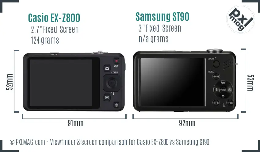 Casio EX-Z800 vs Samsung ST90 Screen and Viewfinder comparison