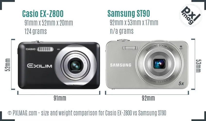 Casio EX-Z800 vs Samsung ST90 size comparison