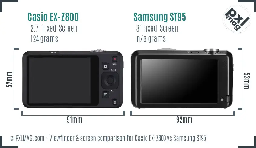 Casio EX-Z800 vs Samsung ST95 Screen and Viewfinder comparison