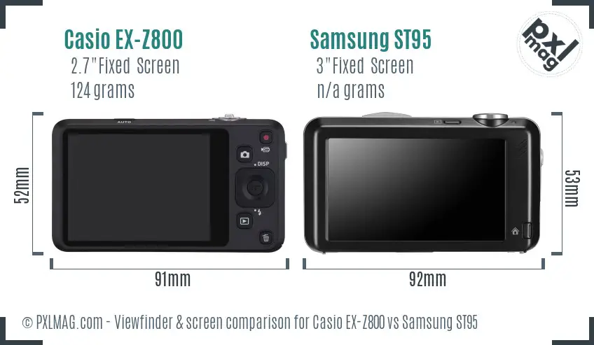 Casio EX-Z800 vs Samsung ST95 Screen and Viewfinder comparison Casio EX-Z800 vs Samsung ST95 Screen and Viewfinder comparison