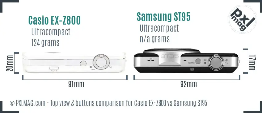 Casio EX-Z800 vs Samsung ST95 top view buttons comparison