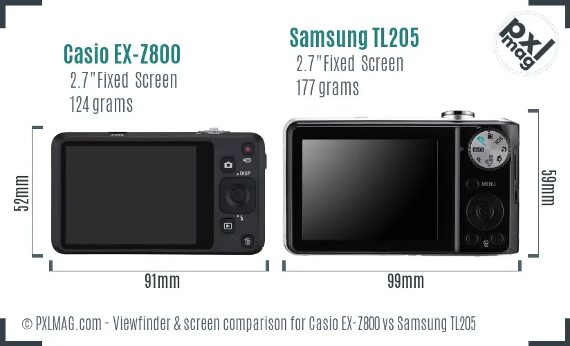 Casio EX-Z800 vs Samsung TL205 Screen and Viewfinder comparison
