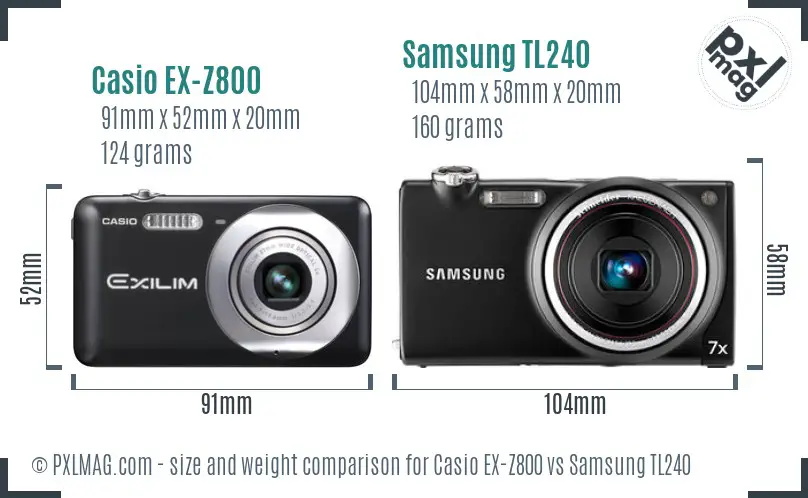 Casio EX-Z800 vs Samsung TL240 size comparison