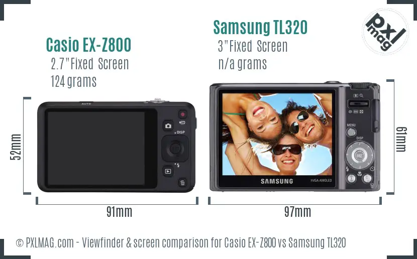 Casio EX-Z800 vs Samsung TL320 Screen and Viewfinder comparison