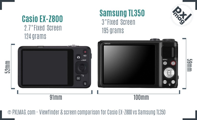 Casio EX-Z800 vs Samsung TL350 Screen and Viewfinder comparison