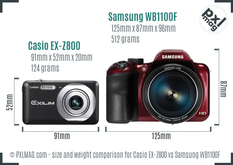 Casio EX-Z800 vs Samsung WB1100F size comparison