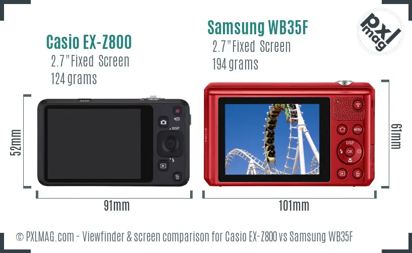 Casio EX-Z800 vs Samsung WB35F Screen and Viewfinder comparison