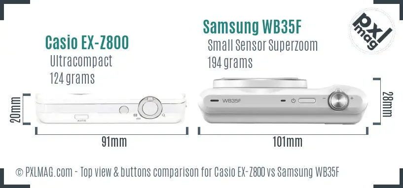 Casio EX-Z800 vs Samsung WB35F top view buttons comparison
