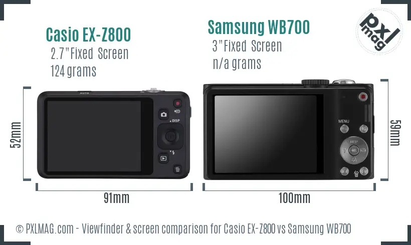 Casio EX-Z800 vs Samsung WB700 Screen and Viewfinder comparison