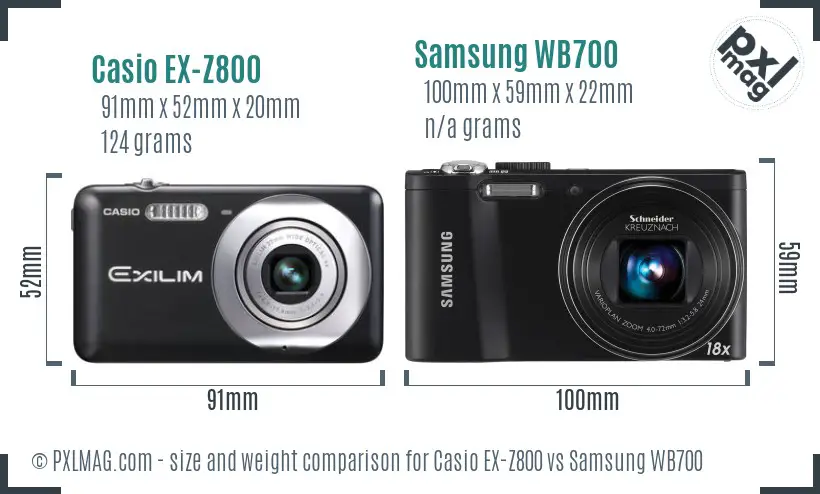 Casio EX-Z800 vs Samsung WB700 size comparison