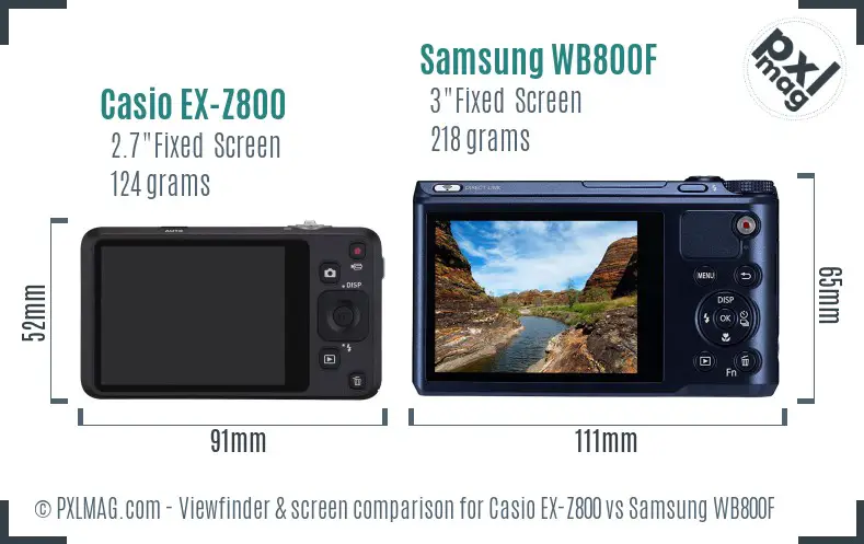 Casio EX-Z800 vs Samsung WB800F Screen and Viewfinder comparison