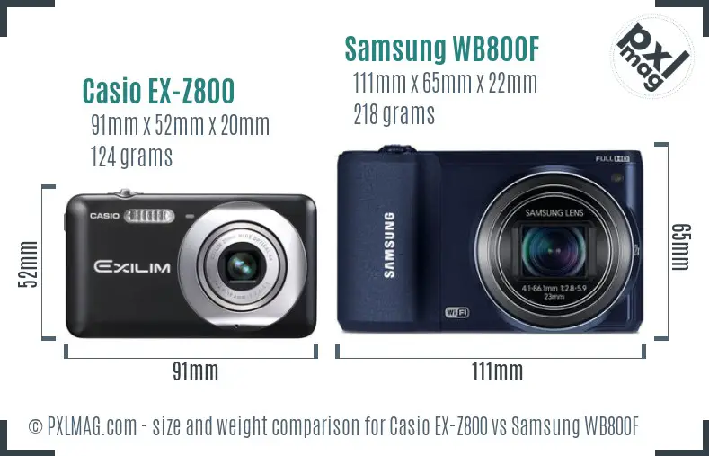 Casio EX-Z800 vs Samsung WB800F size comparison