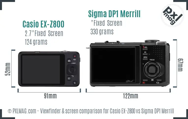 Casio EX-Z800 vs Sigma DP1 Merrill Screen and Viewfinder comparison