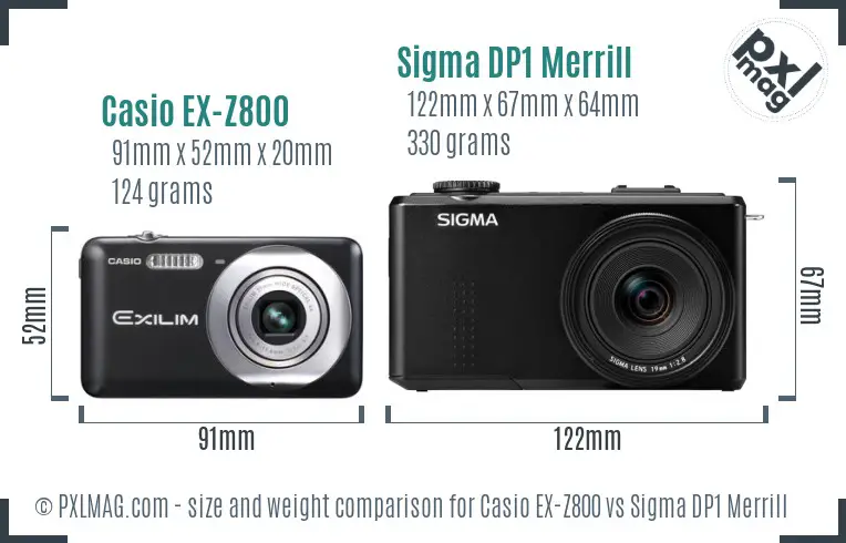 Casio EX-Z800 vs Sigma DP1 Merrill size comparison