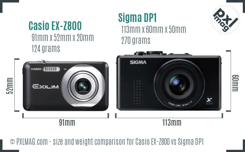Casio EX-Z800 vs Sigma DP1 size comparison
