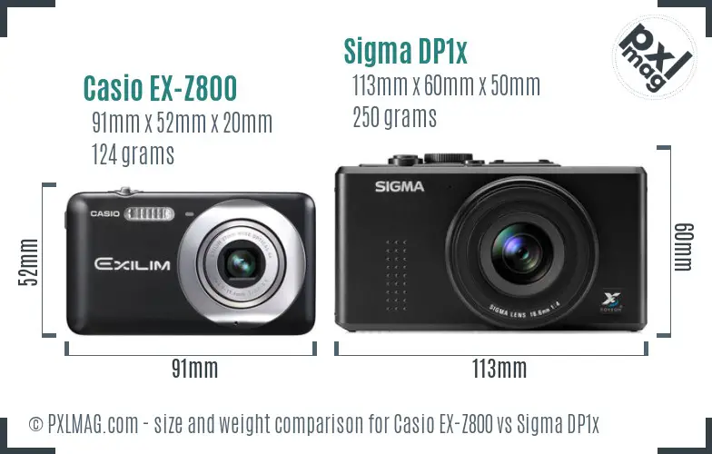 Casio EX-Z800 vs Sigma DP1x size comparison Casio EX-Z800 vs Sigma DP1x size comparison